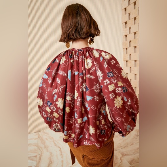 NWT Ulla Johnson Marisol Floral Print Long Sleeve Silk Blouse Top - Picture 3 of 4